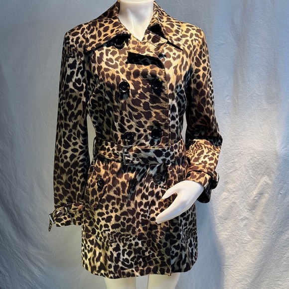 MICHAEL Michael Kors Leopard Print Trench Coat - Picture 2 of 15